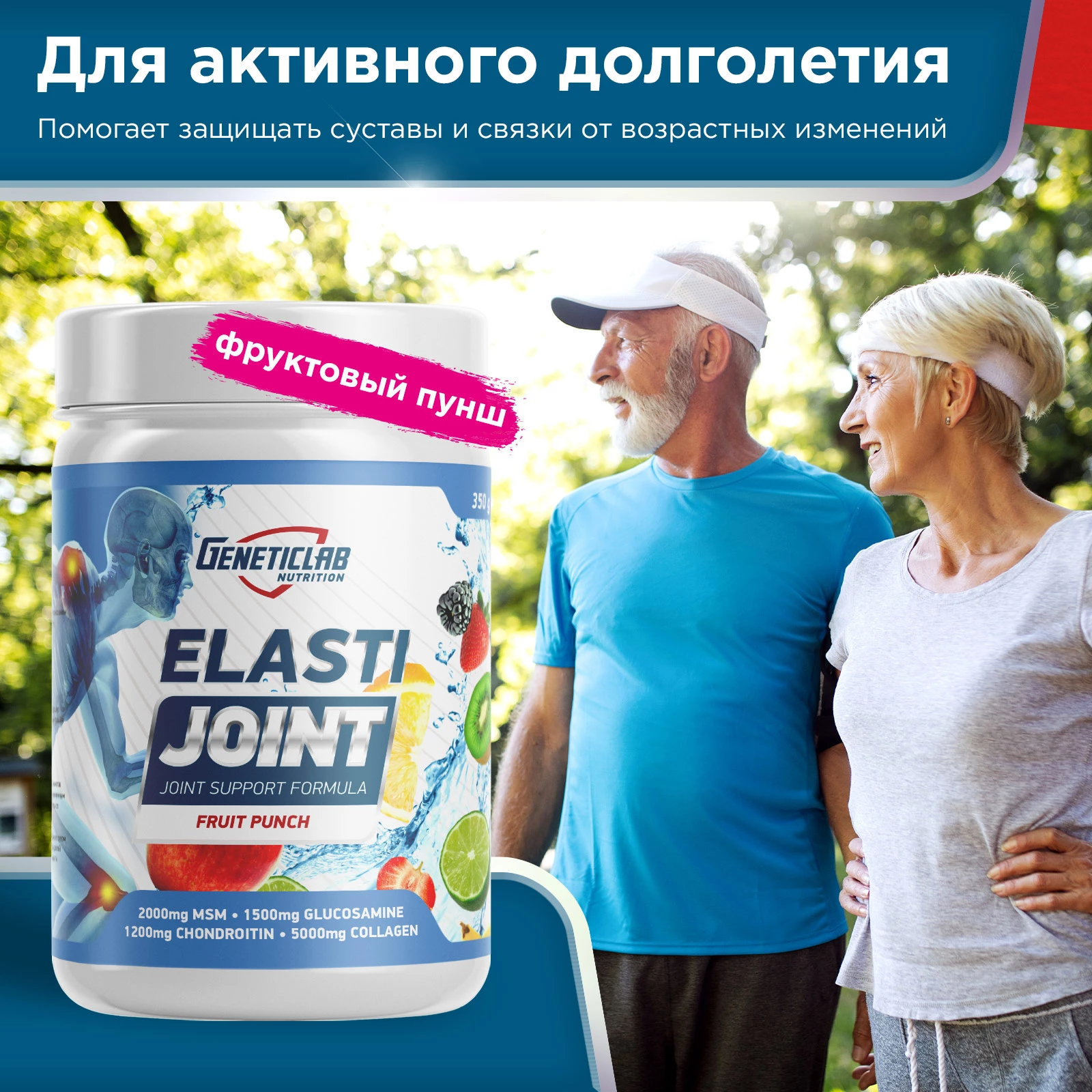 Хондропротектор Geneticlab ELASTI JOINT 350 г Фруктовый пунш