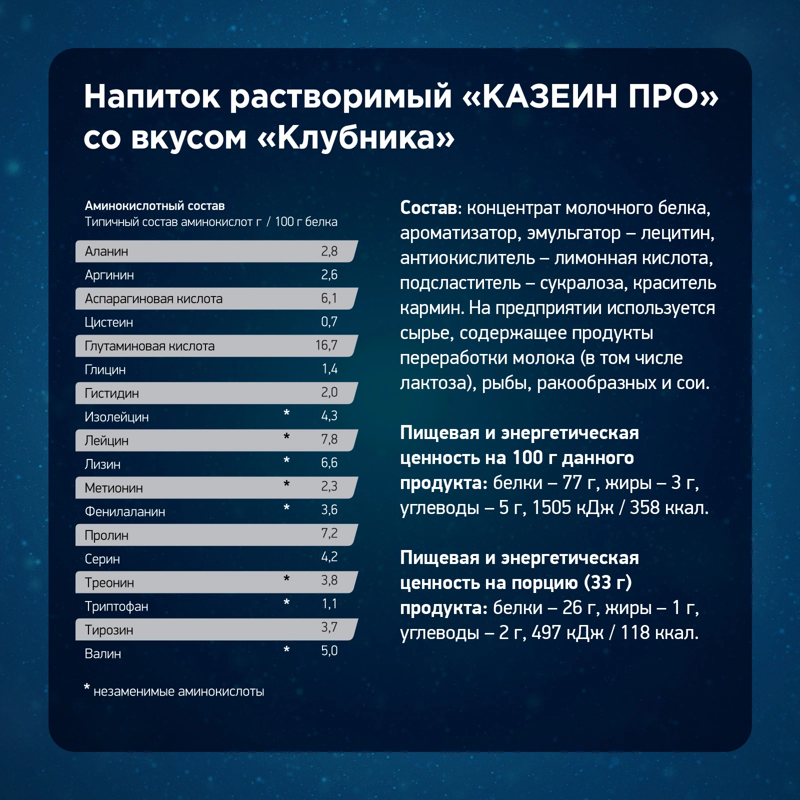 Протеин Geneticlab CASEIN PRO 1000 г Клубника
