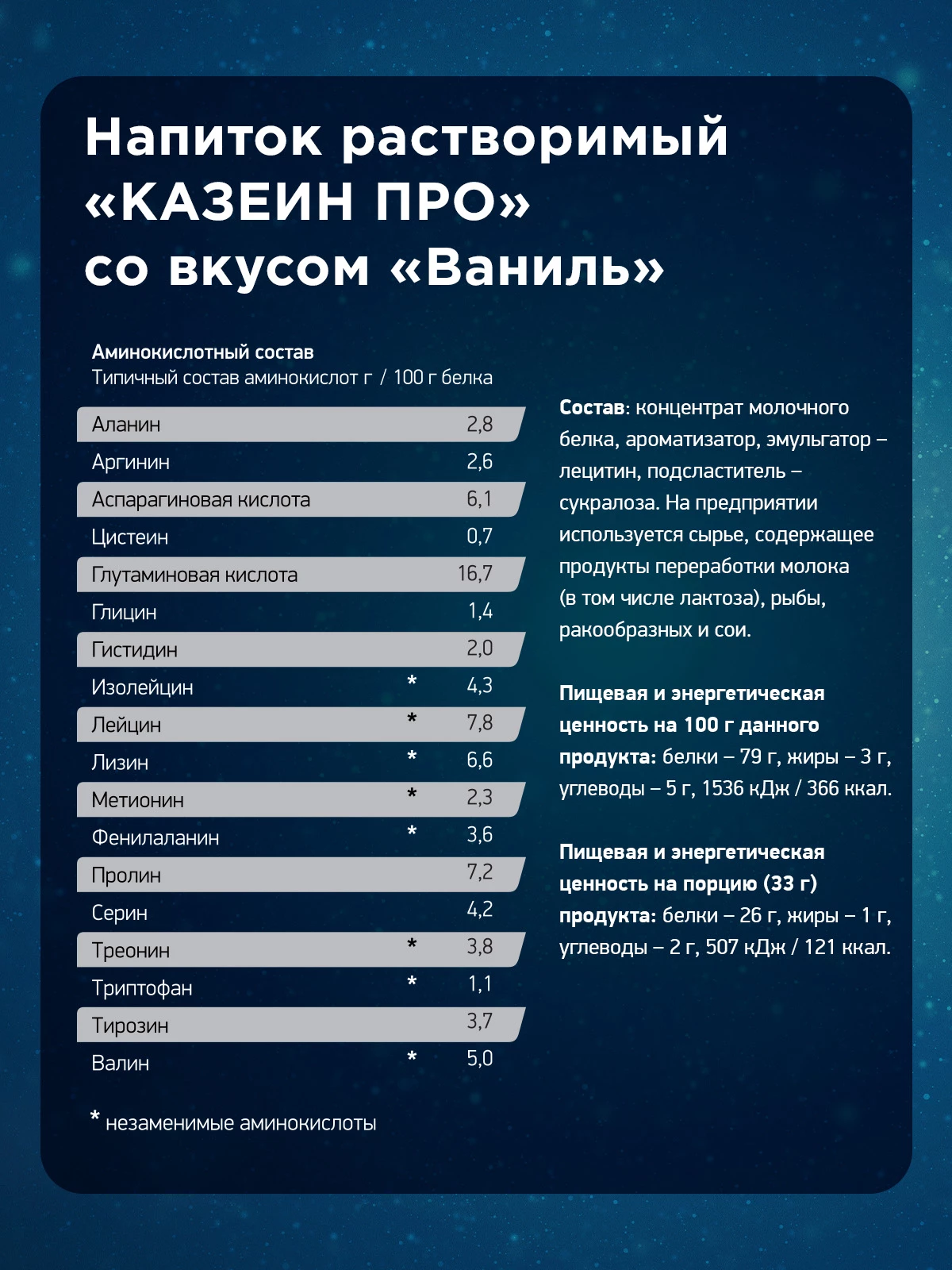 Протеин Geneticlab CASEIN PRO 1000 г Ваниль
