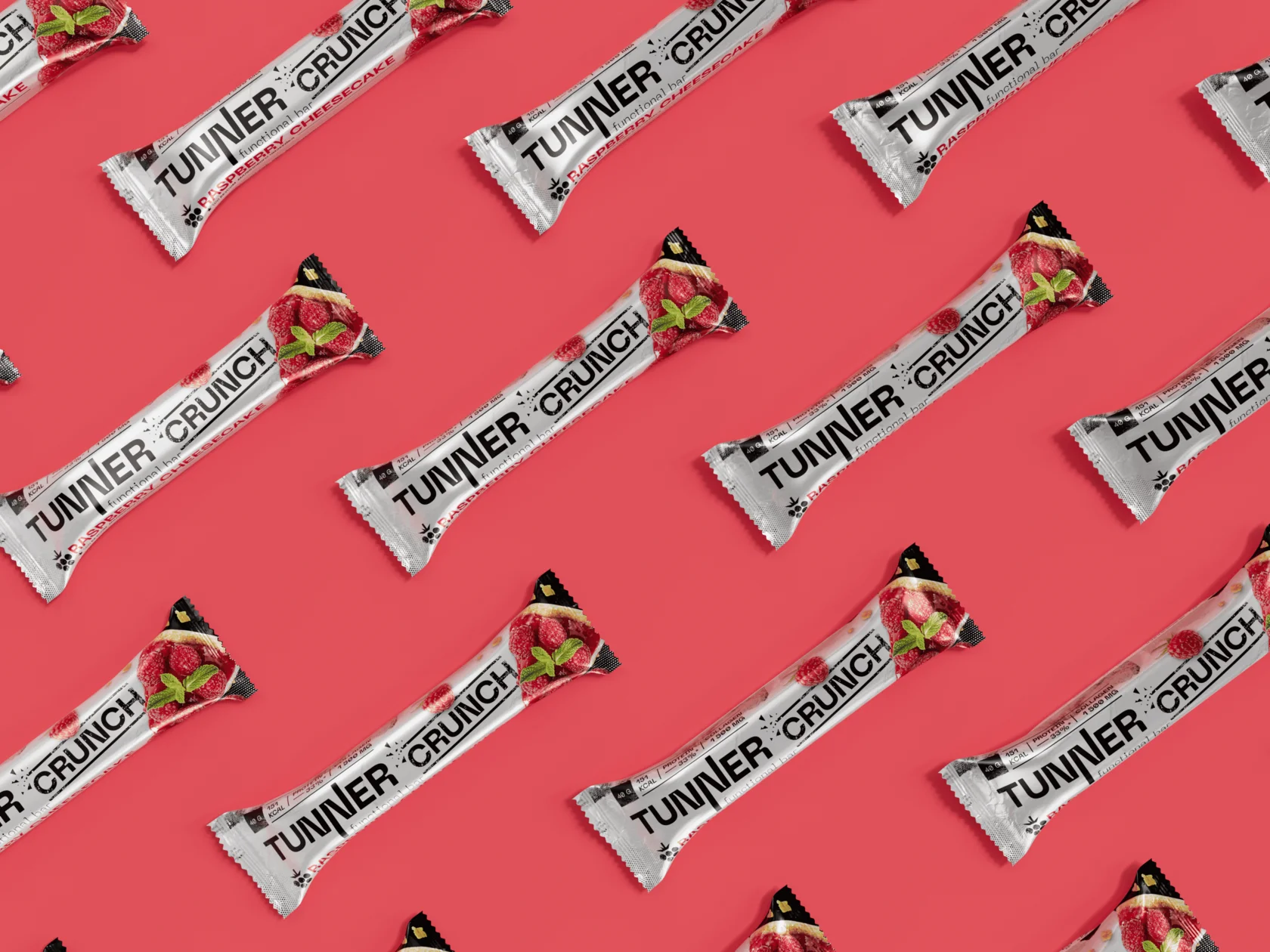 Функциональный батончик Tunner CRUNCH со вкусом "Малиновый чизкейк"