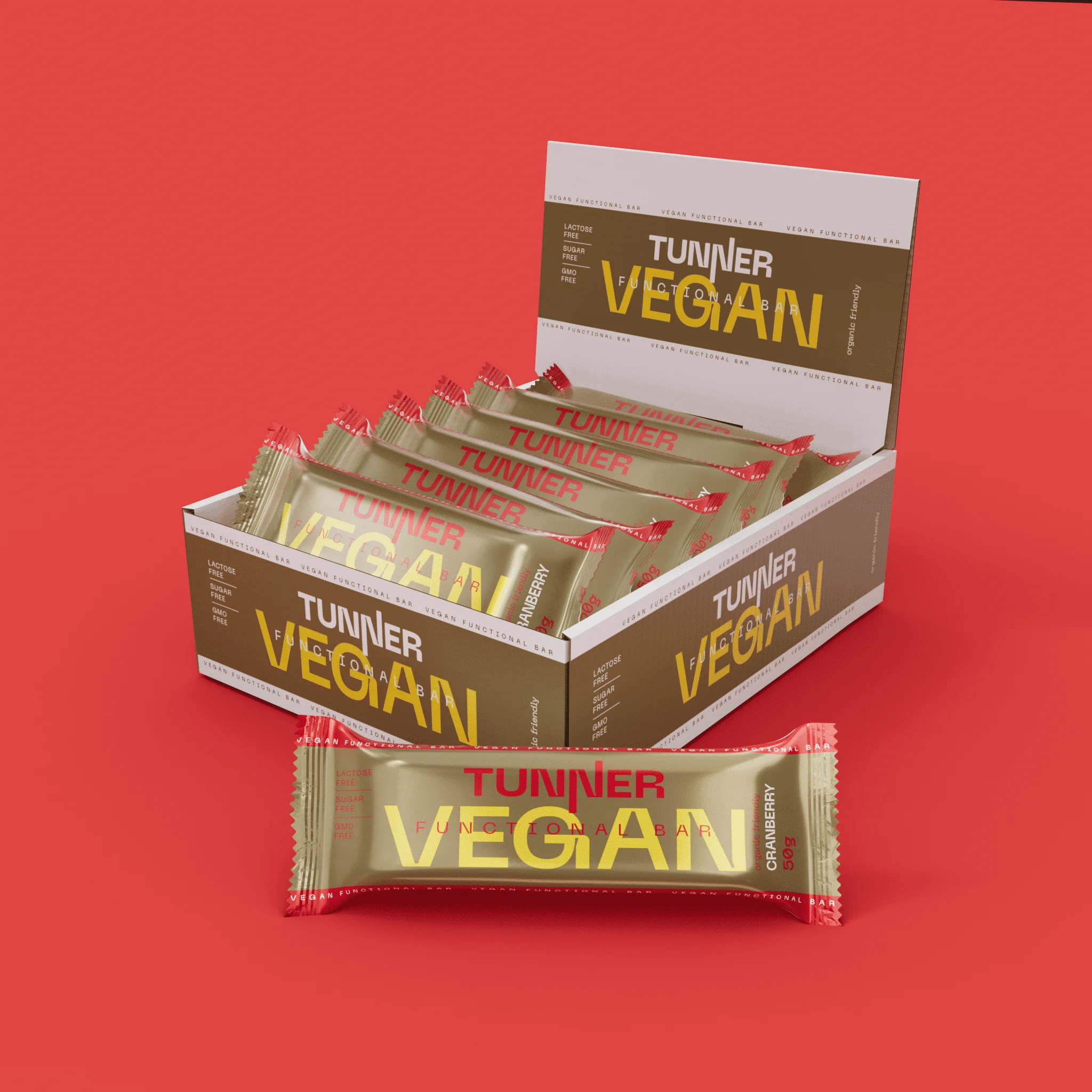Функциональный батончик Tunner VEGAN со вкусом «Клюква»